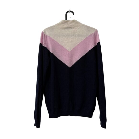 Ines De La Fressange  Uniqlo Multicolor Chevron Cashmere Mock Neck Sweater M - Picture 3 of 5
